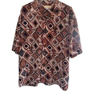 Silver Silk Mens 4X Short Sleeve Button-Up Shirt Professional Dry Clean